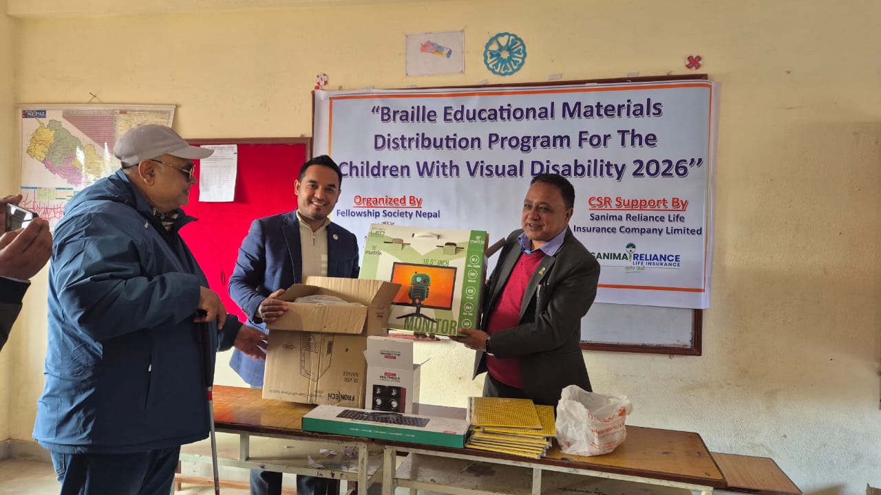 Braille educational materials distributed at Shree Sanjivani Secondary School, Dhulikhel